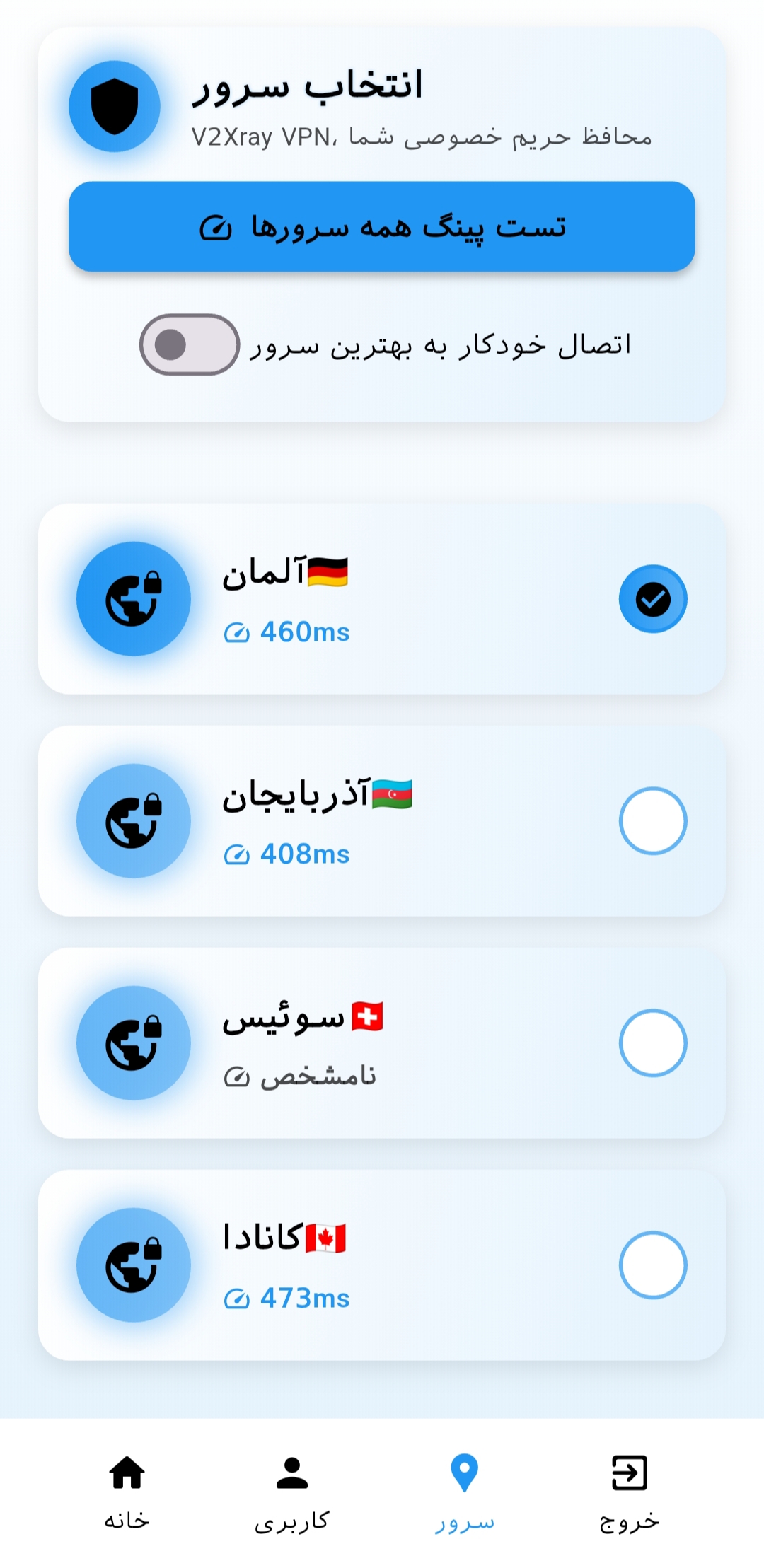 صفحه سرورها - تم روشن